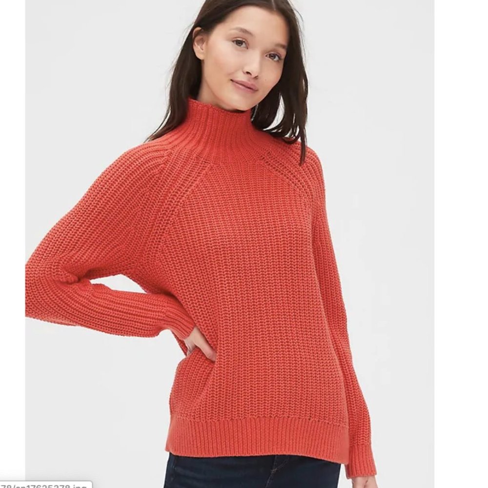 Shaker Stitch Turtleneck Sweater M Tall Red
